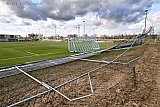 19-02-2022 Breda -Donkere wolken boven het terrein van BSV Boeimeer in Breda. De storm Eunice heeft de hekken langs de sportvelden verwoest.  - Fotokrant