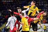 16-03-2019 Breda -NAC - Fc Utrecht 0-4 Sander van de Streek als een breekijzer te midden van  Gyrand Kerk ,Ramon Pascal Lundqvist, Menno Koch en  Dorian Dervite. - Fotokrant