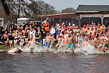 01-01-2024 Terheijden - Bikkels duiken rond het middaguur in het water van de ijsbaan voor de nieuwjaarsduik. - Fotokrant