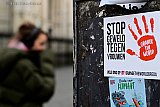03-12-2025 Breda - Op verschillende plekken in de stad zijn als protest stickers geplakt. Deze zijn van Orange The World. Deze organisatie roept op om te stoppen met geweld tegen vrouwen. - Fotokrant