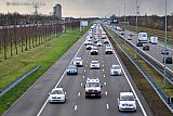 18-03-2019 Breda- Langzaamaan actie op de snelweg  A16 vanwege politieacties.Agenten rijden met dienstvoertuigen 66 km p uur en zijn op weg naar het Malieveld in Den Haag . Ze staken tegen de verhoging van de pensioenleeftijd. - Fotokrant