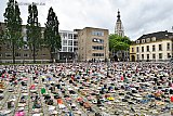 22-06-2024 Breda - 16.000 kinderschoenen stonden heel de dag in het centrum van de stad. Volgens de organisatie Plant een Olijfboom symboliseren de schoenen 16.000 omgekomen kinderen in Gaza.  - Fotokrant