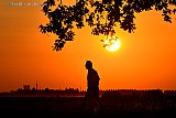 23-07-2019 Breda - Tegen zonsondergang maakt een man nog een wandelingetje in de Haagse Beemden .Het is dan nog 32C . - Fotokrant